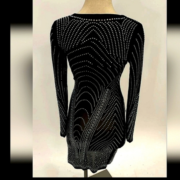 New Banjul Black and Silver Long Sleeve Bodycon DressBan High Quality! - Picture 6 of 6
